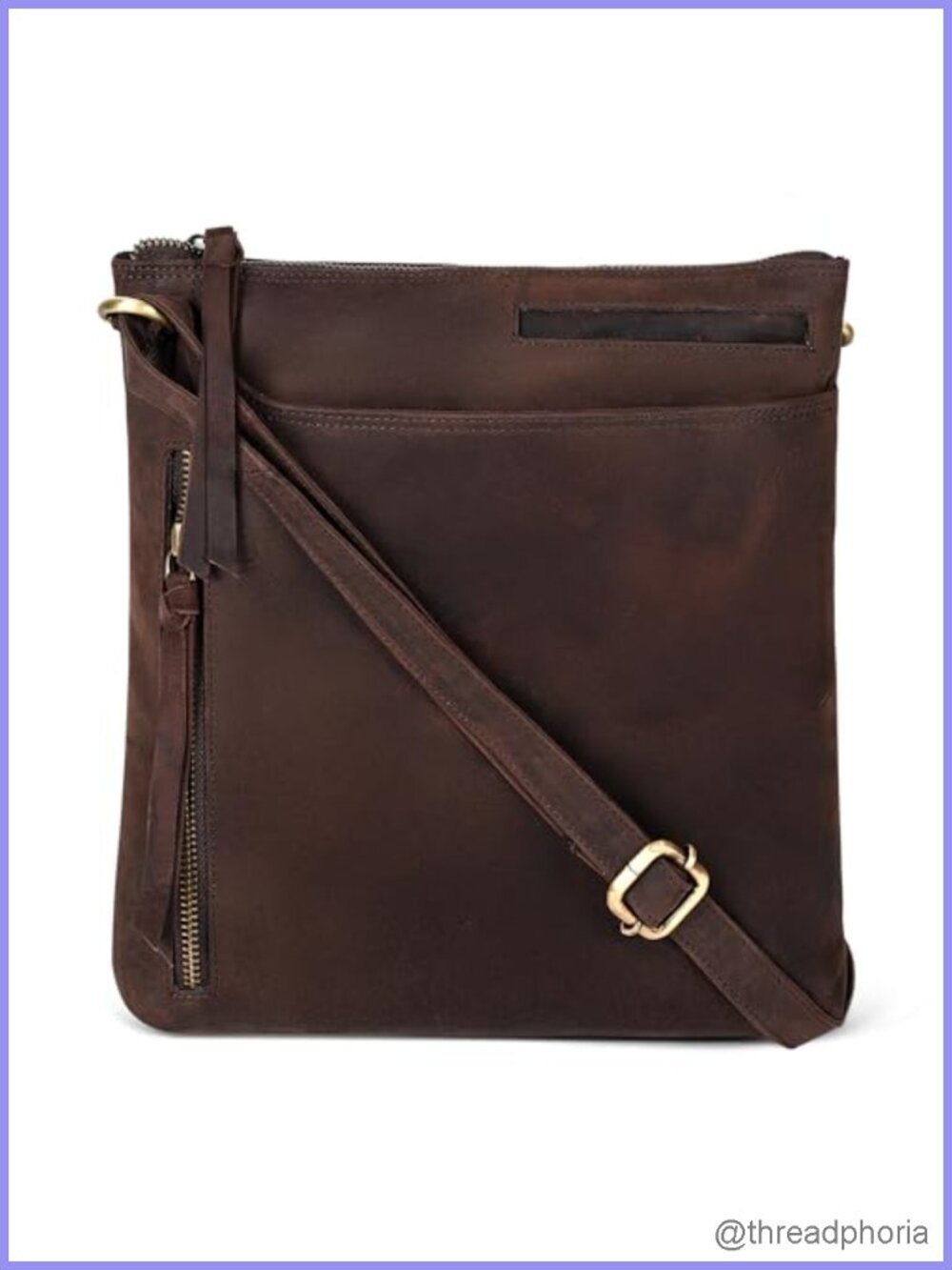 Genuine Leather Crossbody Bag Women Sling Handbag with Adjustable Strap